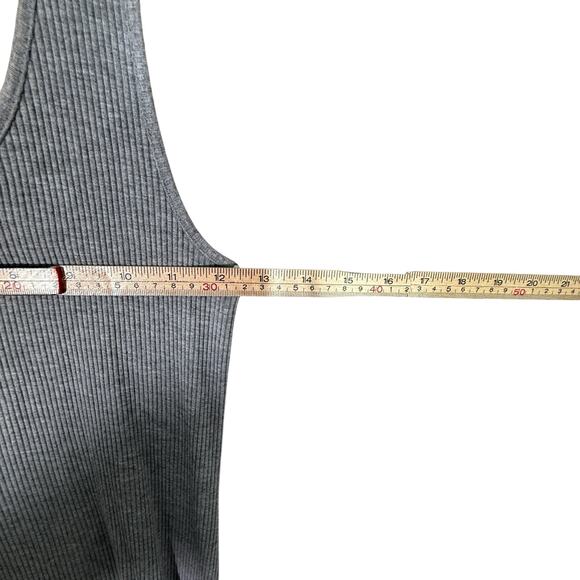 Sweaty Betty Gray Ribbed Tank Midi Dress | Racerback Side Ruched Athleisure | M - Picture 12 of 13